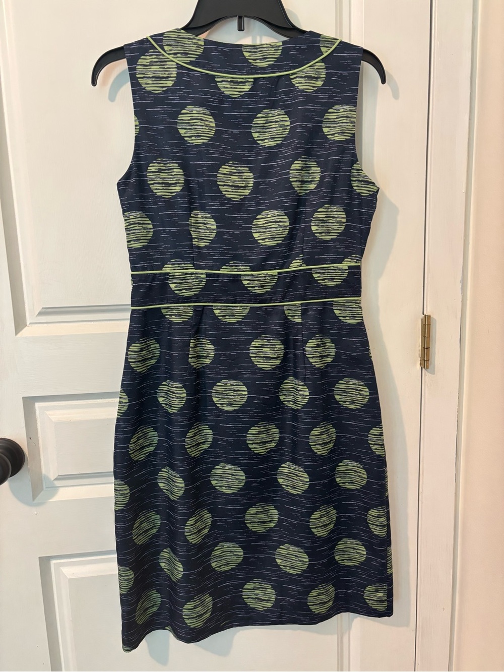 Banana Republic Navy with Lime Polka Dot Sleeveless Sheath Dress - Picture 2 of 7
